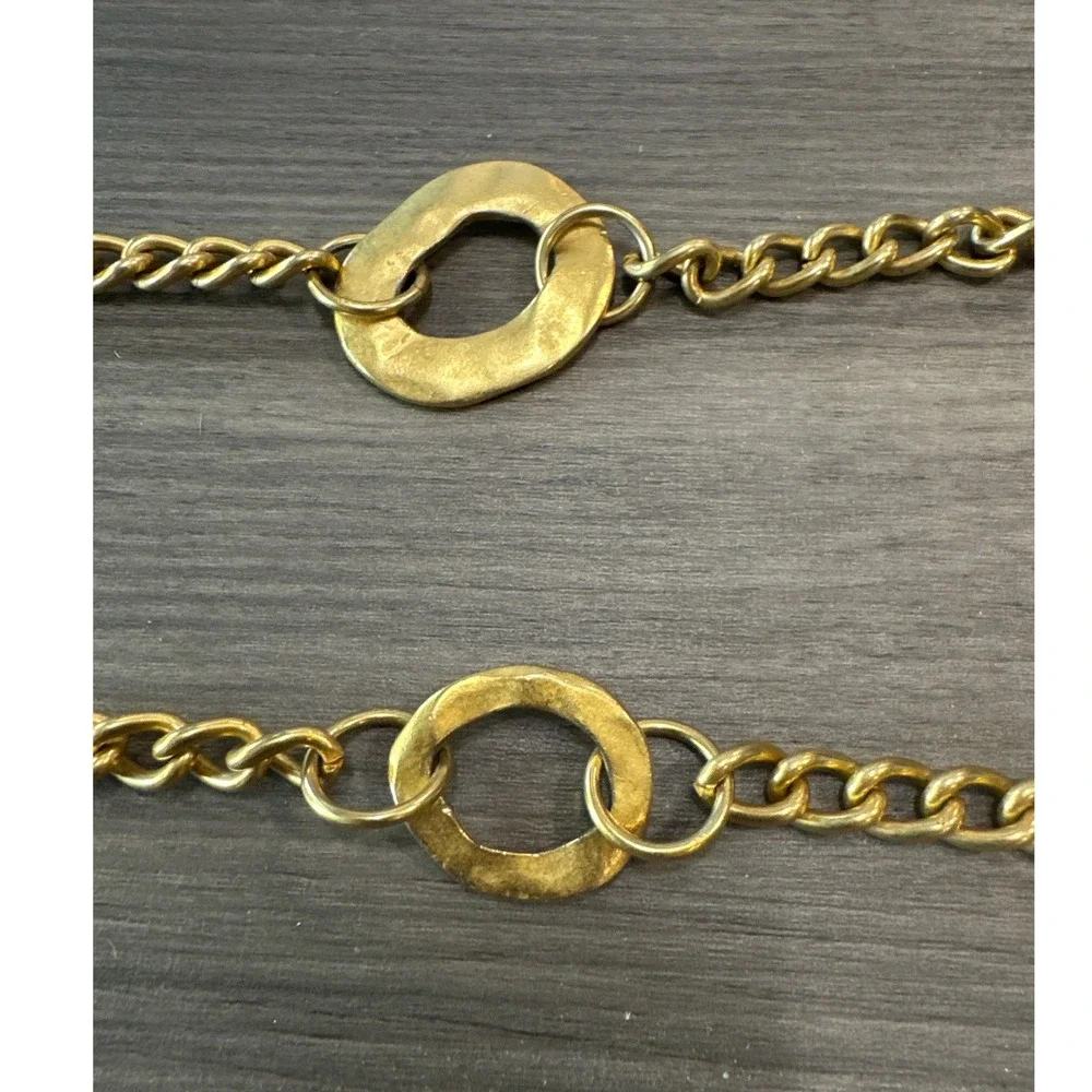 Chain Belt Womens OS Gold Excellent Hammered Link Modernist 36in